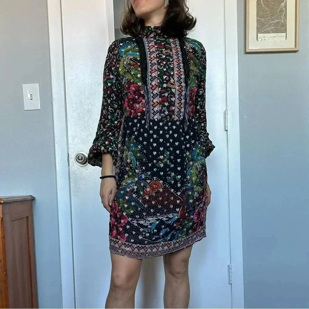 Farm Rio fringe heart mini dress